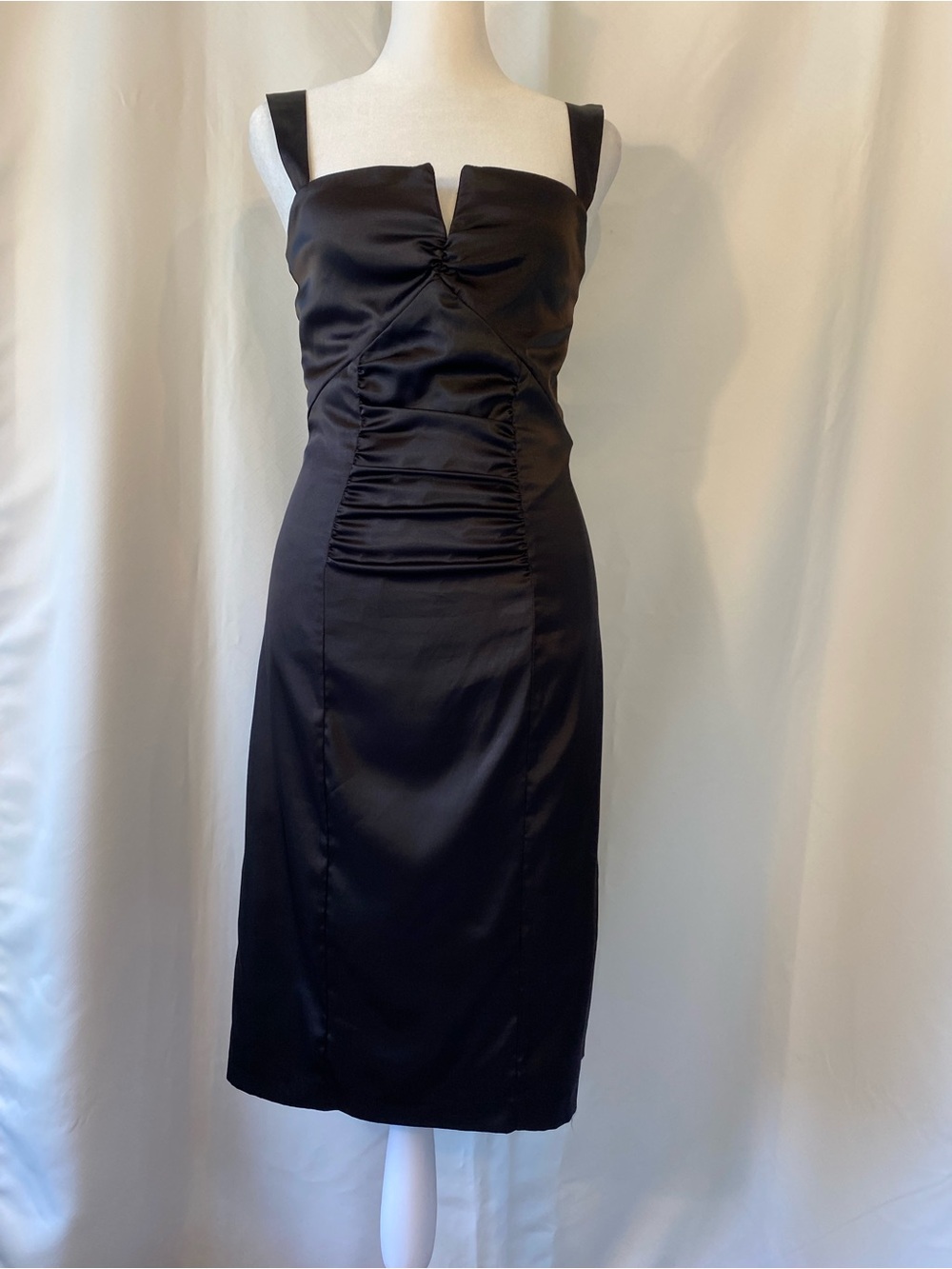 Vintage Le Chateau Black Satin Strappy Mini Dress SM Whimsygoth Witchy Y2K Goth